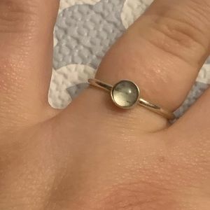 Genuine aquamarine stackable ring 925 silver size 8